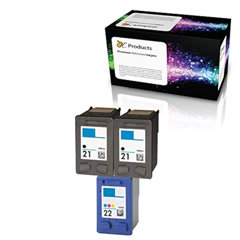 OCProducts Refilled Ink Cartridge Replacement for HP 21 and HP 22 HP PSC 1410 Deskjet F4180 F2280 D2360 D1560 D2460 Officejet 4315 (2 Black 1 Color)